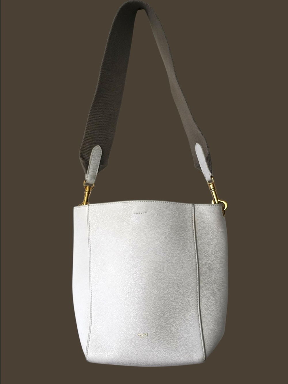 Celine Small Soft Grained Calfskin Seau Sangle Bucket Bag Light Beige